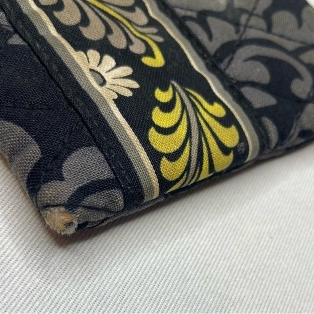 Vera Bradley Quilted Cotton Coin Purse Black Yellow Floral‎ Damask Zip Pouch - Picture 6 of 7